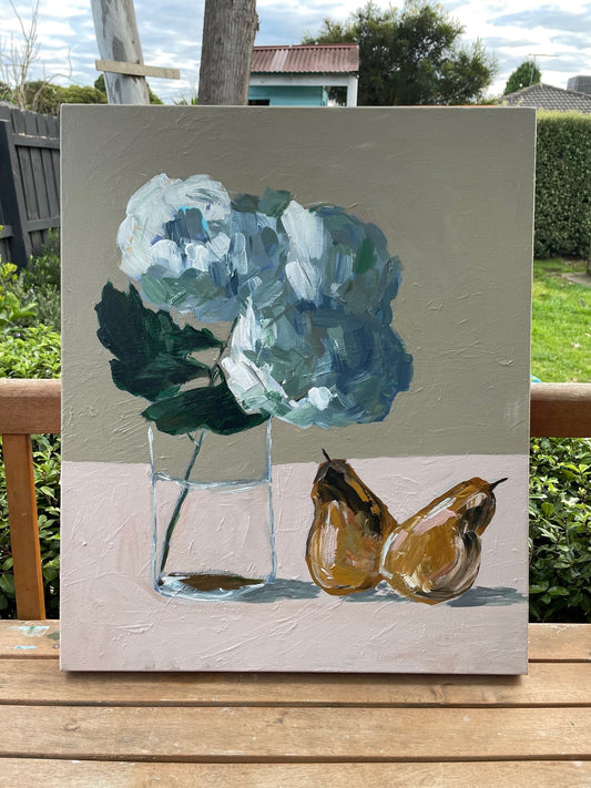 Hydrangeas and pears